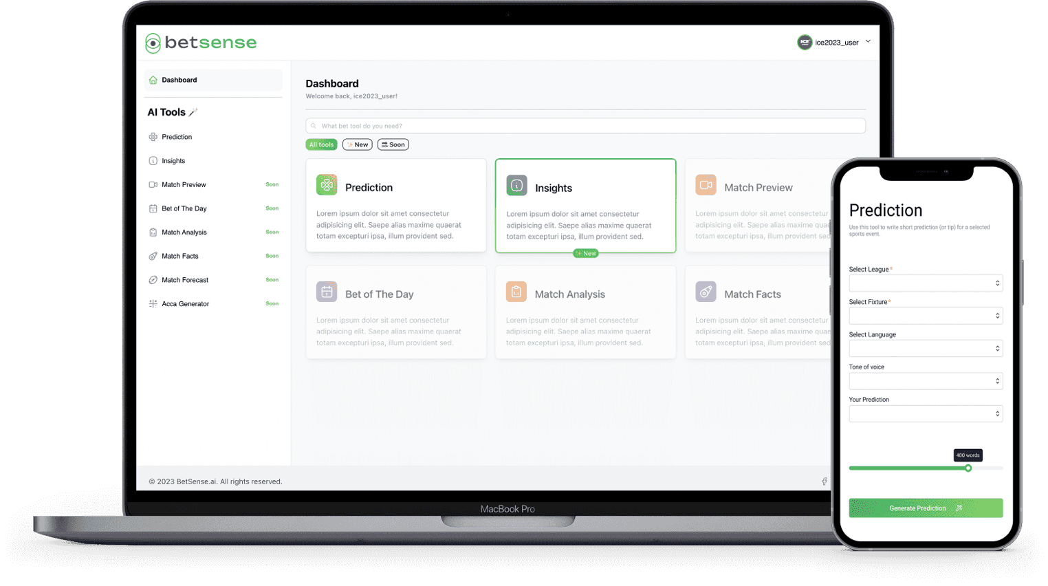 Betsense.ai mockup